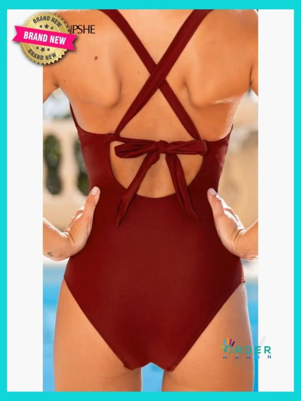 One Piece Swimsuit Cutout Back Twist Plunging Neck Crisscross